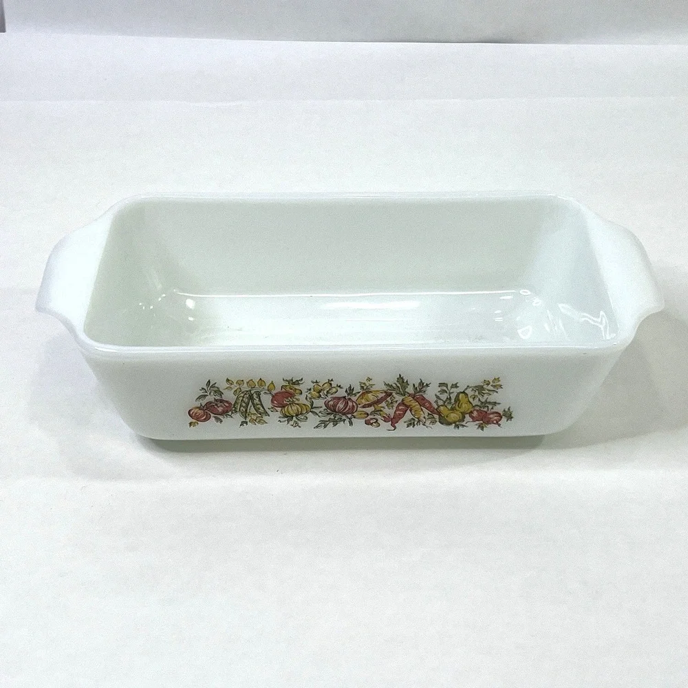 Anchor Hocking Fire King Harvest Vegetable 1 Qt Loaf Pan 441 NOS USA
